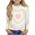 thumbnail image 2 of Posijego Girls Valentines Day Shirt Heart Graphic Long Sleeve T-Shirts for Little Girls Basic Tee Tops, 2 of 4