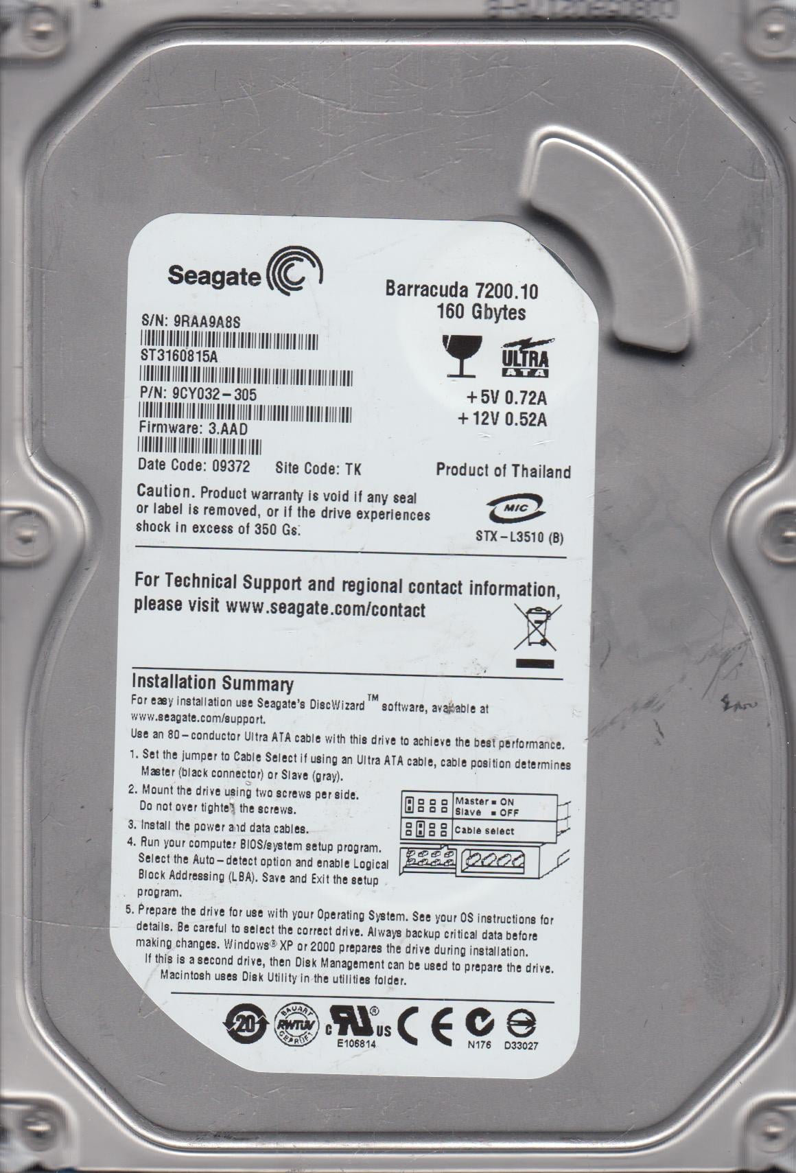 Western Digital WD5000AAKS-75A7B2 2060-701590-000 REV A (2580) PCB for Western Digital WD5000AAKS-75A7B2 2060-701590-000 REV A (2580) PCB for