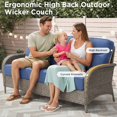 thumbnail image 3 of Unnifurnzi Outdoor Wicker Couch-All Weather Rattan 3 Seater Patio Couch with Outdoor Ottoman 6'' Thick Cushions Outdoor Sofa for Deck Lawn Porch Balcony Poolside-Gray/Blue, 3 of 7