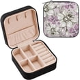 thumbnail image 2 of Elegance Floral Jewelry Box Portable PU Leather Jewelry Mini Case with Removable Tray Display Earrings Bracelets Rings Necklaces for Women Women Gifts, 2 of 7