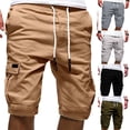 thumbnail image 4 of zeranth Cargo Shorts Solid Color Multi Pockets Men Loose Drawstring Shorts for Jogging, 4 of 7