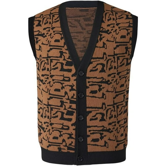 80's Button Up Halloween Costume Brown Sweater Vest
