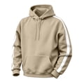 thumbnail image 4 of Gytharion Men's Contrast Stripe Hoodies Drawstring Kangaroo Pockets Solid Color Casual Pullovers Winter Warm Classic Sports Sweatshirts, 4 of 6