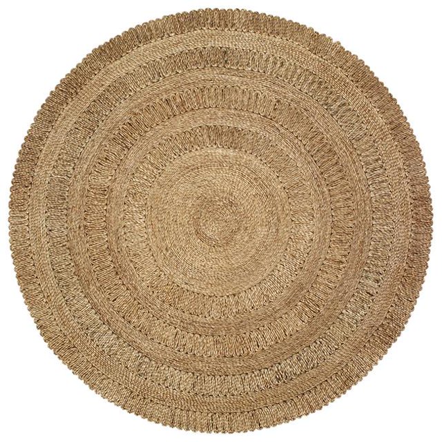 LR Resources NATUR12034GRY40RD 4 ft. Natural Jute Round Area Rug, Gray