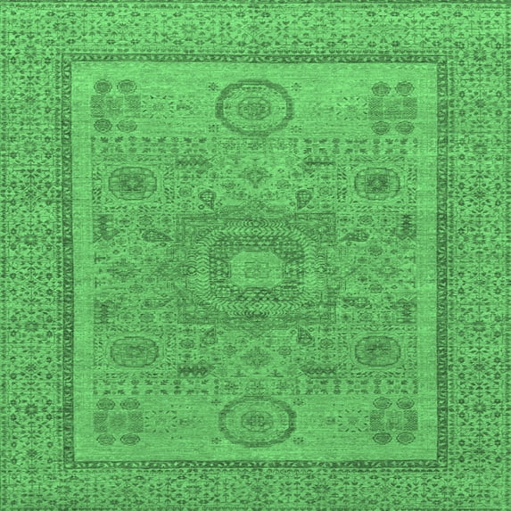 Ahgly Company Indoor Square Abstract Emerald Green Modern Area Rugs, 8' Square