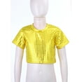 thumbnail image 5 of Alvivi Kids Girls Boys Hip-hop Jazz Dance Crop Top Shiny Sequins T-Shirt Costume, 5 of 7