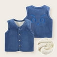 thumbnail image 2 of FamilyThread Girls Fashion Vest Sleeveless Sherpa Fleece Vest Button Button For 1-5Y, 2 of 3