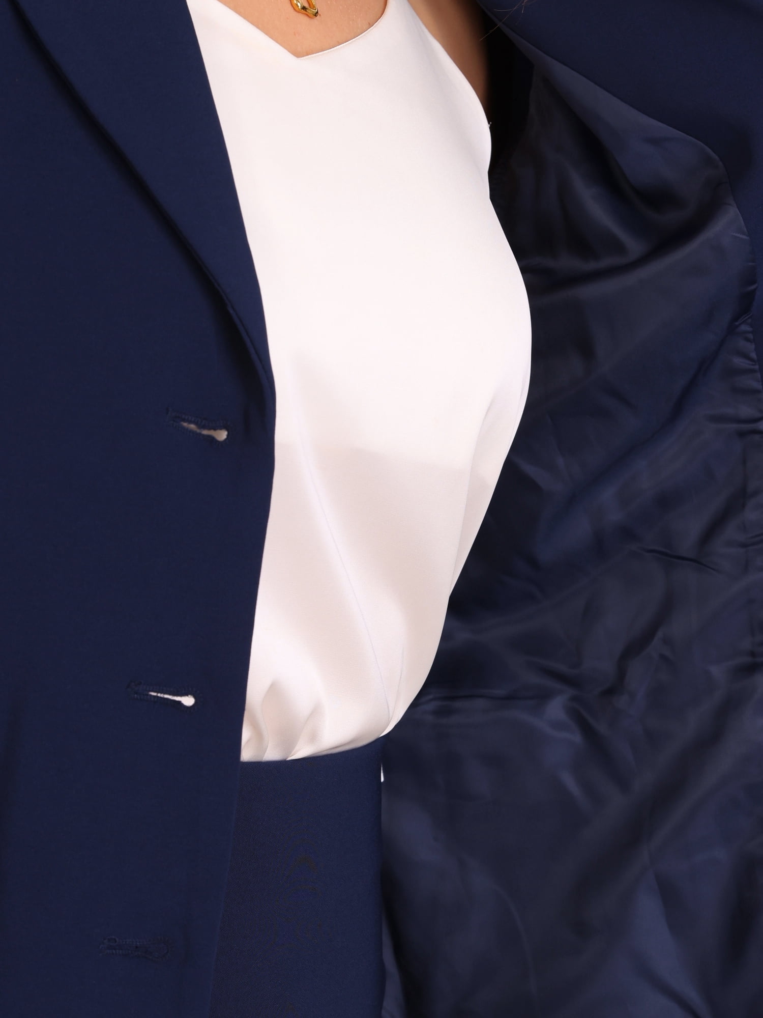 DARING DIVA 2Pcs Women's Business Blazer Pencil Skirt Office Work Set L Dark Blue