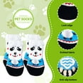 thumbnail image 6 of TELOLY 4Pcs Dog Socks,Panda Pattern Dog Paw Protector,For Small Puppy Dog Socks,Blue2, 6 of 7