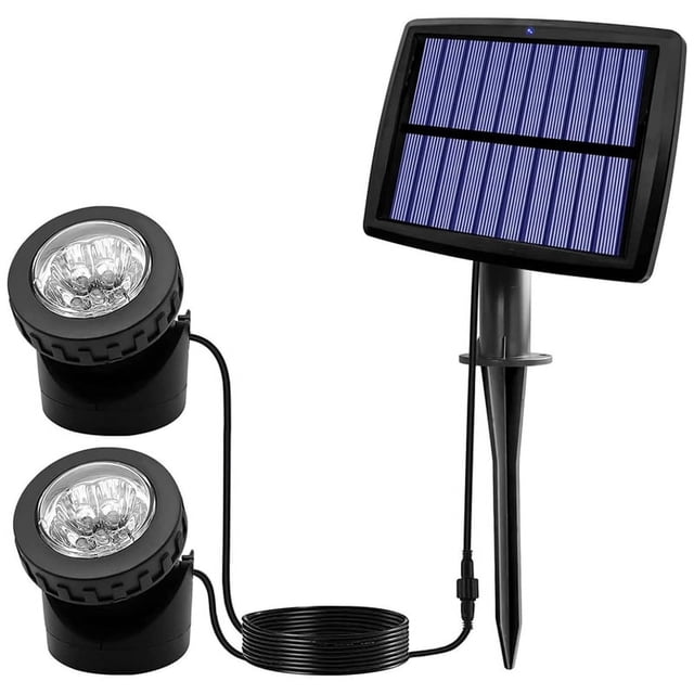 Solar Pond Spotlights, LED Solar Underwater Lights with Dual Waterproof Submarine Landscape Spotlight Lighting B
