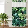 thumbnail image 3 of Palm Leaf No Hook Shower Curtain Waterproof, Bathroom Curtains with Snap in Liners and See Through Top Window, Green Tropical Plant Summer Nature Scenery Hotel Style Bathtub Curtains Shower 54"Wx78"L, 3 of 8