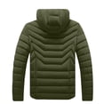 thumbnail image 5 of IROINNID Men's Long Sleeve Puffer Short Hooded Coat Solid Color Leisure Sports Fleece Jacket Detachable Hood Pocket Tops Cotton Coat Windproof And Cold Warm Padded Jacket, 5 of 6