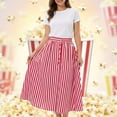 thumbnail image 2 of 1950s Skirts for Women Vintage Striped Midi Skirt High Waist A-Line Flared Skirt Office Casual Knee Length Stripes Skirts L, 2 of 6