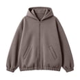 thumbnail image 4 of HappyYEE Full Zip Hoodies for Women, Fall Warm Hooded Jackets with Pockets, Loose Fits Long Sleeve Casual Zip Hooded Sweatshirt, 4 of 6