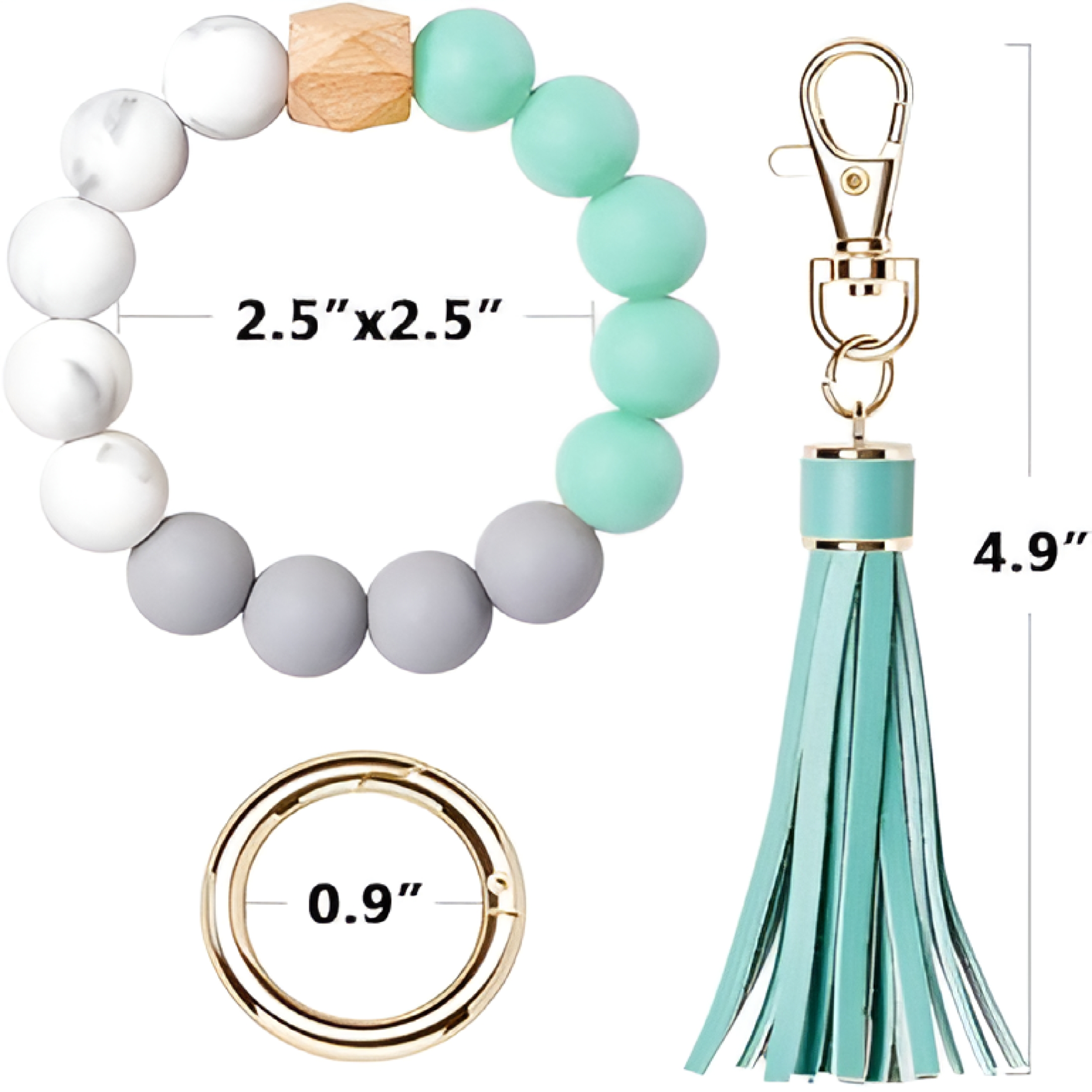 DESIGNICE Fashion Creative Keychain Bracelet Wristlet Key Ring Beaded Bangle Key Chains for Women Key Wristlet for Women