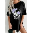 thumbnail image 6 of Women's Black Floral Skull Graphic Tunic T-Shirt for Halloween | [ZhiHiMeRi] | (US 12-14)L, 6 of 10