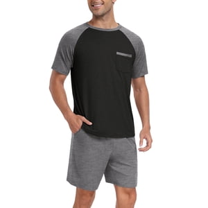 MINTREUS Men's Pajama Set Short Sleeve Raglan