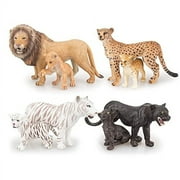 8Pcs 2-5"Plastic Jungle Animals Figure Playset Includes Baby Animals, Realistic Lion,Tiger,Cheetah,Black Panther Figurines With Cub, Cake Toppers Christmas Birthday Toy Gift For Kid