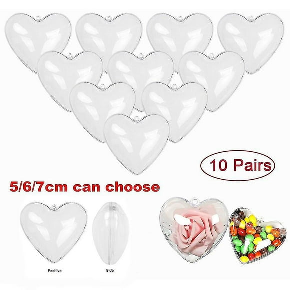 10 Uds bolas en forma de corazón decoraciones de plástico transparente para el hogar adornos rellenables árbol de Navidad boda dulces jardín luz fiesta