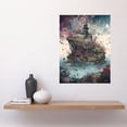thumbnail image 2 of Fantasy World Coastal Island Landscape Nymph House Magical Marine Life Flying Fish Seaweed Cloud Large Wall Art Poster Print Thick Paper 18X24 Inch, 2 of 5