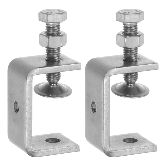 Uxcell 2Pcs Stainless Steel C Clamps 55mm Wide Jaw Opening Small Metal U Clamp for Woodworking Household Mounting