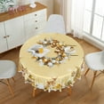 thumbnail image 6 of Nanqianyi Round 70'' Yellow Tablecloth Christmas Wreath Snowman Xmas Tree Circle Table Cloth for Kitchen Dinner, 6 of 9
