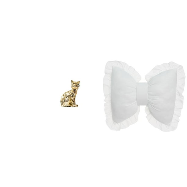 Figura de escritorio,Estatua de gato en estante,escritorio,oficina,decoración del hogar,Cojín con lazo bonito,Cojín con forma de lazo,lindo cojín decorativo con lazo,Funda de almohada suave