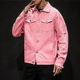thumbnail image 5 of Mens Denim Jacket Qiggri Men's Vintage Solid Color Button Pocket Long Sleeved Denim Jacket, 5 of 9