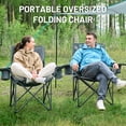 thumbnail image 3 of Timber Ridge Oversized Folding Camping Chair for Adults, Support 550 LBS Heavy Duty Chairs with Cup Holder Side Pocket for Camping, Lawn, Picnic, 2 Pack(Grey), 3 of 6