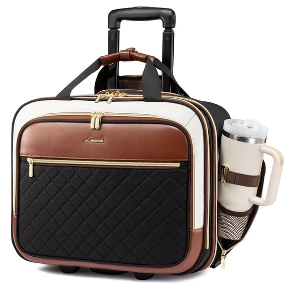 LOVEVOOK Rolling Laptop Bag Women, 17.3 Inch Laptop Briefcase with Wheels, Soft Sided Underseat Carry On Luggage Personal Item Suitcase for Work Trav