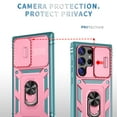 thumbnail image 4 of ELEHOLD Rugged Case for Samsung Galaxy S23 Ultra,Heavy Duty Hybrid Camera Lens Protection 360° Rotation Ring Holder Kickstand Function Anti-Slip Shockproof Armor Case,Pink+Green, 4 of 9