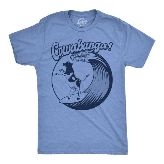 Mens Funny T Shirts Cowabunga Sarcastic Cow Graphic Novelty Surfing Tee for Men Graphic Tees