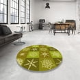 thumbnail image 4 of Ahgly Company Machine Washable Indoor Round Transitional Dark Yellow Green Area Rugs, 4' Round, 4 of 7
