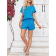 thumbnail image 3 of Short Sleeve Womens 2 Piece Lounge Sets Casual Shirt & Shorts Sets, 3 of 6