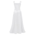 thumbnail image 6 of Yartina Junior Bridesmaid for Teens Ruched Long Maxi A Line Split Satin Flower Girl Formal Gown for Wedding White 10, 6 of 7