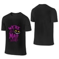 thumbnail image 2 of 180g Cotton Unisex T-Shirt - "We're All Mad Here" Graphic, Black/White, S-5XL, 2 of 6