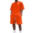 thumbnail image 2 of Men's 2 Piece Outfits Oversized Solid Color Short Sleeve Crew Neck T Shirt & Shorts Set Summer Casual Tracksuit, 2 of 5