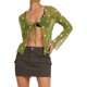 thumbnail image 1 of Sunloudy, blusas de manga larga para mujer, color sólido/bordado de flores/estampado de patrón, blusa estilo cárdigan con lazo frontal, blusas informales Sunloudy moda, 1 of 6