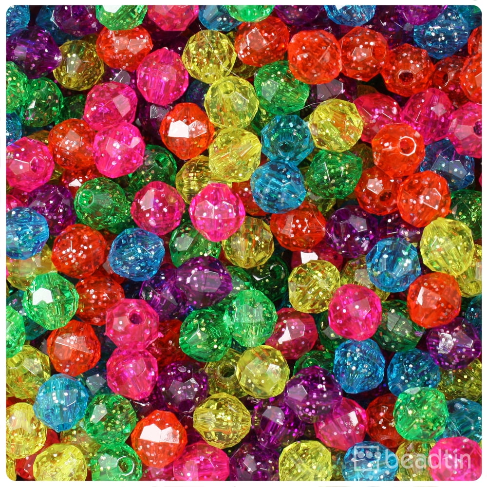 BeadTin Jelly Mix Sparkle 8mm Faceted Round Craft Beads (450pcs