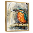 thumbnail image 3 of Designart 'Common Kingfisher On Branch Eating A Small Fish' Traditional Framed Canvas Wall Art Print, 3 of 5