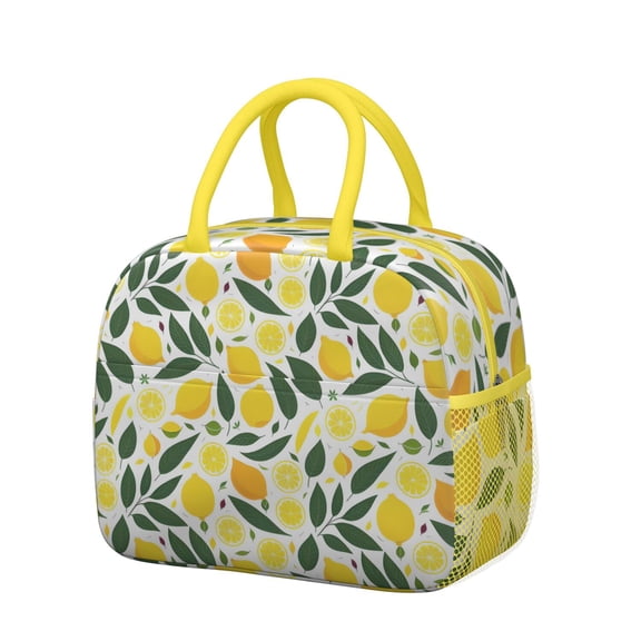 Lunch Bag Lunch Box for Women Reusable Insulated Lunch Bags,Water-Resistant Lemon Fruit Cooler Lunch Tote Bag, Large Capacity for Work Travel Picnic