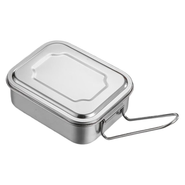 Lonchera Bento de Acero Inoxidable con Asa para Estudiantes, Gran Capacidad, Compartimento Cuadrado Sellado, Recipientes para Almacenar Alimentos.