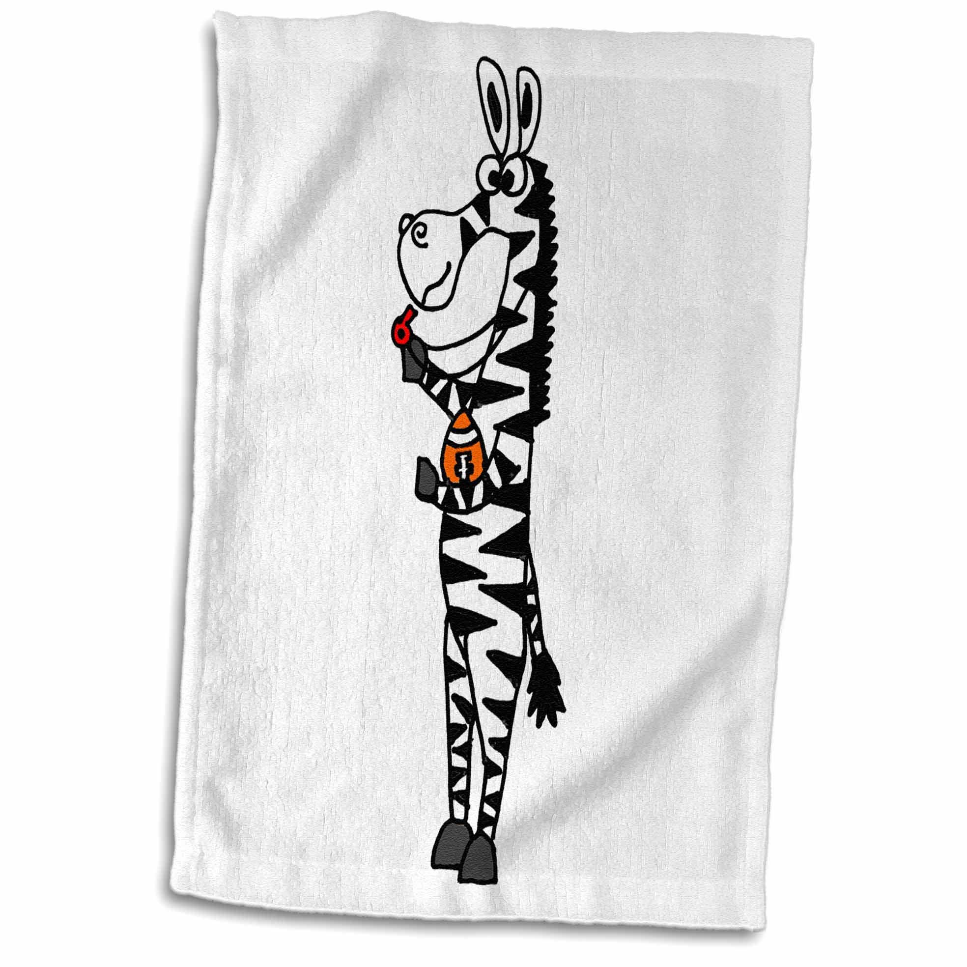 3dRose Funny Zebra Referee Holding Football and Whistle - Towel, 15 by