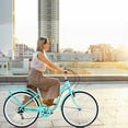 thumbnail image 2 of 24inch Womens Bike with Backseat/ V Brakes, 7 Speed Bicycle for Ladies Teen, Commuter Bike, Cruiser Bike, Suit for Rider 4'8"-5'6", Cyan, 2 of 6