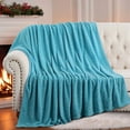 thumbnail image 4 of Aisbo Brushed Flannel Blanket Teal Throw, Super Soft and Cozy Blankets All Season Use, 4 of 10