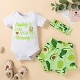 thumbnail image 6 of Styles I Love Infant Baby Girls Daddy's Girl and My Mommy's Bodysuit and Ruffle Shorts, Headband 3pcs Short Sleeve Outfit (6 Months, Avocado), 6 of 7