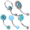 thumbnail image 3 of MasteelfCA 5pcs Belly Button Rings Belly Button Nails Navel Piercing Rings Women Body Jewelries, 3 of 8