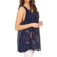 thumbnail image 4 of Sakkas Tara V Neck Sleeveless Soft Crinkled Embroidered Casual Tank Top Blouse - Blue - One Size Regular, 4 of 4
