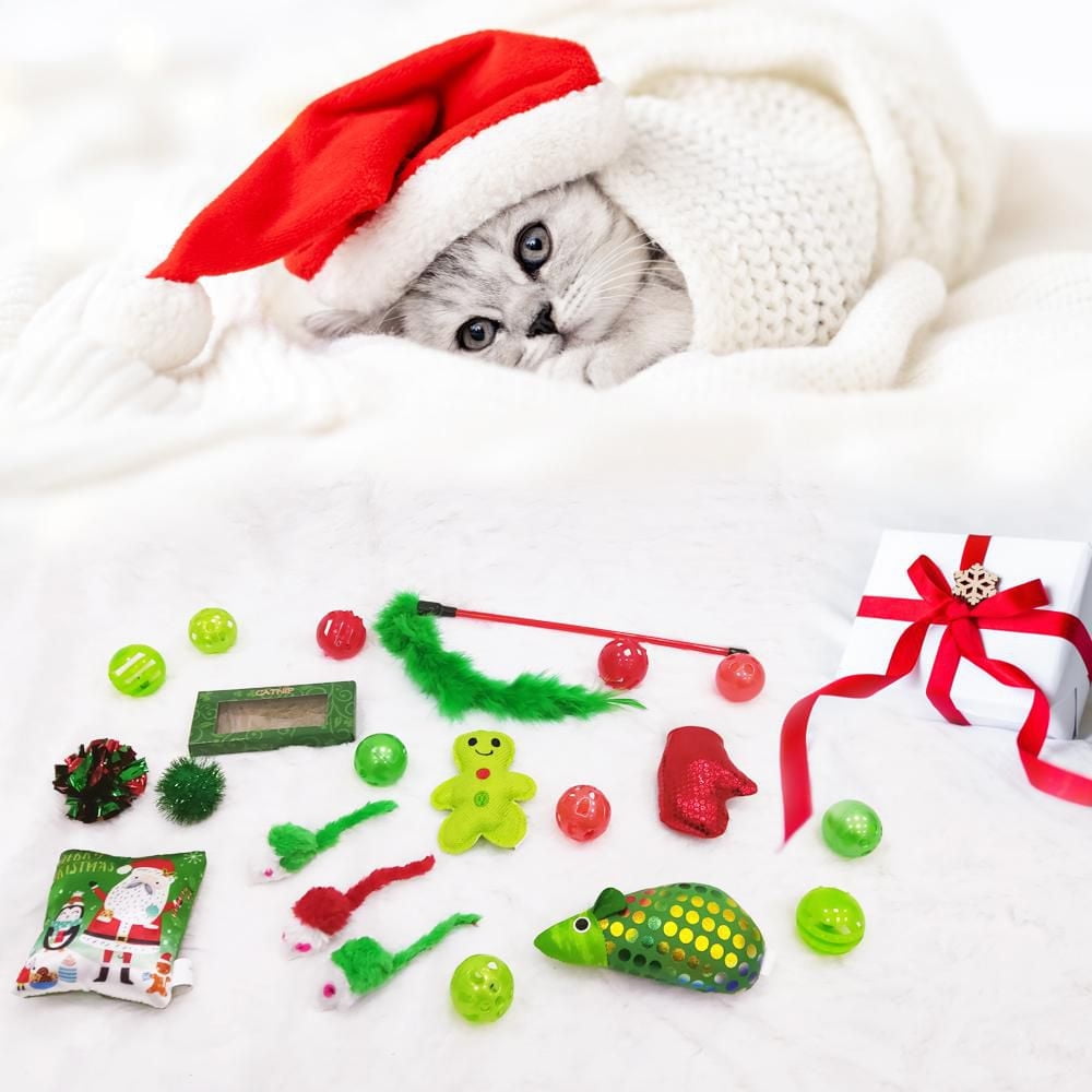 Holiday Time 21 Pièce Bas-Jouet Pour Chat, Vert