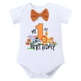 thumbnail image 3 of IBTOM CASTLE Baby Boys Jungle Theme My 1st Birthday Outfit Romper+Pants+Suspenders+Headband 4Pcs Photoshoot Cake Smash Outfit 12-18 Months Brown, 3 of 8